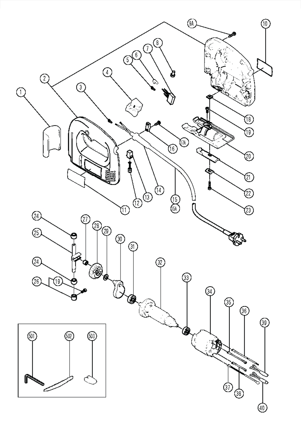 Page 1 Diagram and Parts List for FCJ55  Hitachi Saw