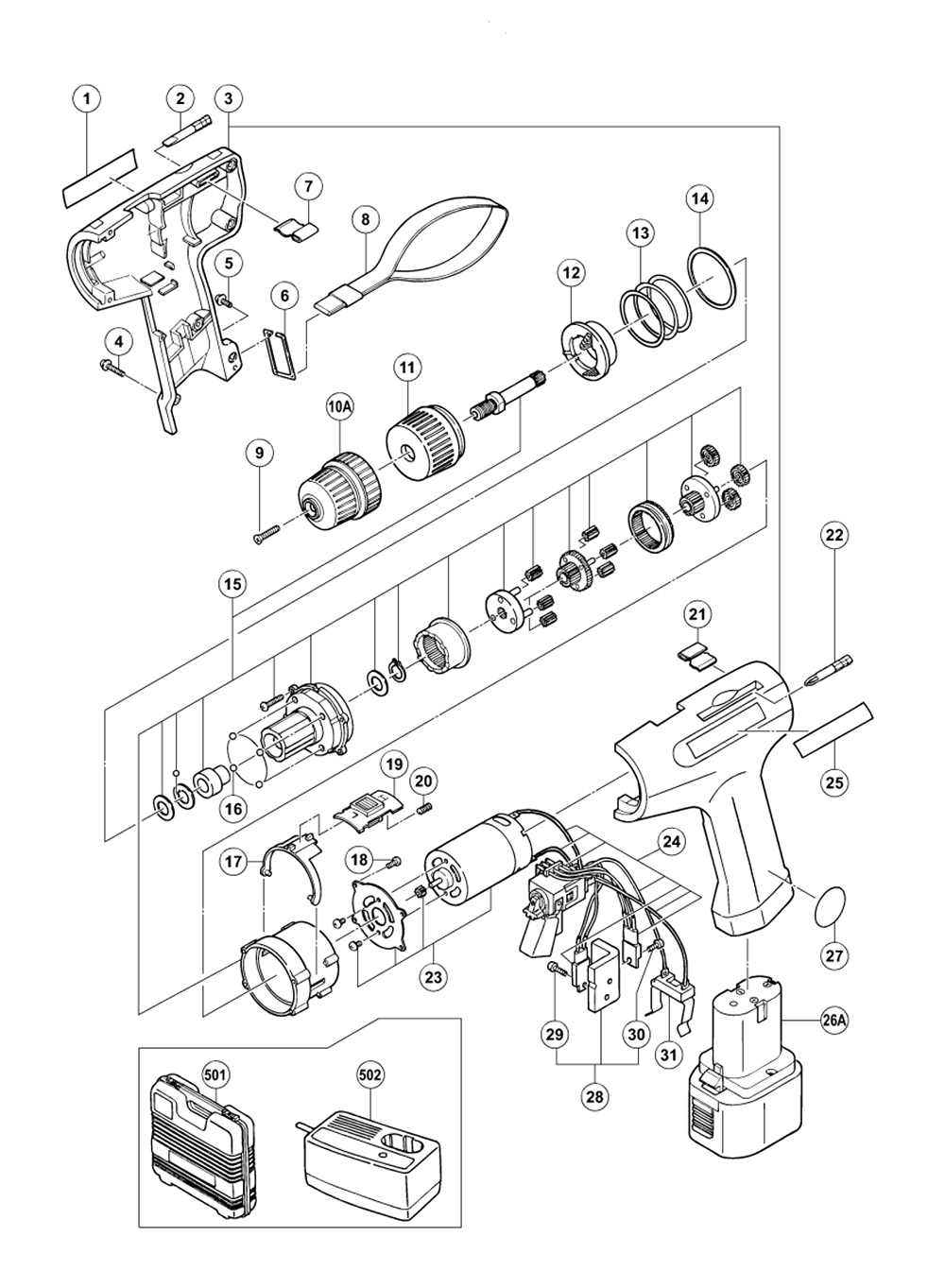 Page 1 Diagram and Parts List for FDS10DV  Hitachi Drill Press