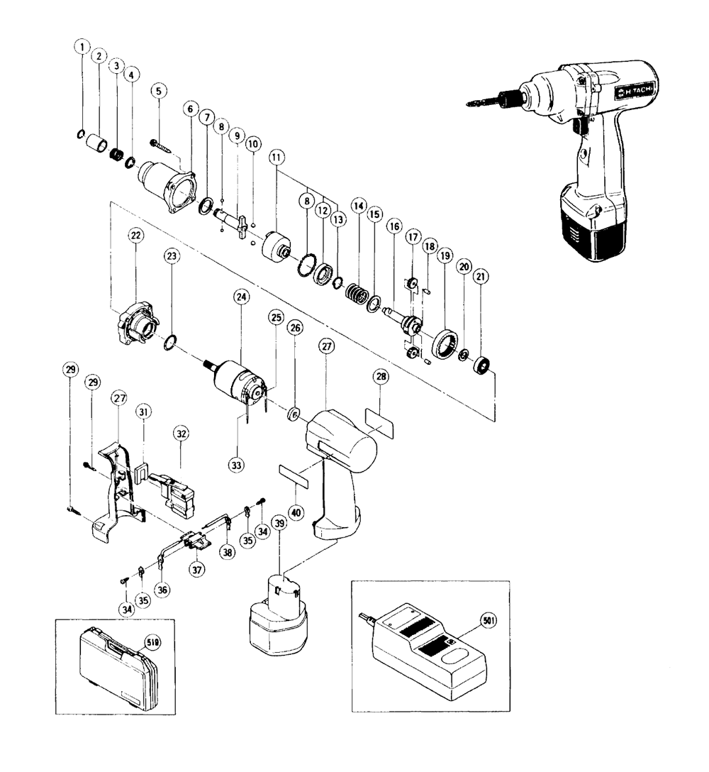 Page 2 Diagram and Parts List for WH8DA1  Hitachi Wrench