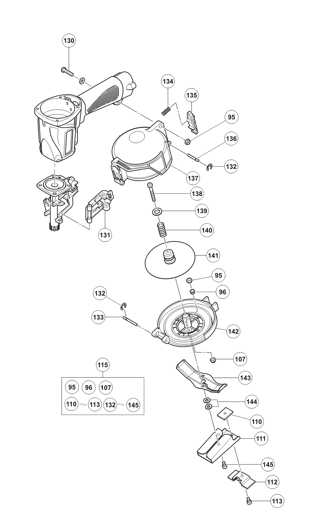 Page 2 Diagram and Parts List for NV45AES  Hitachi Nailer