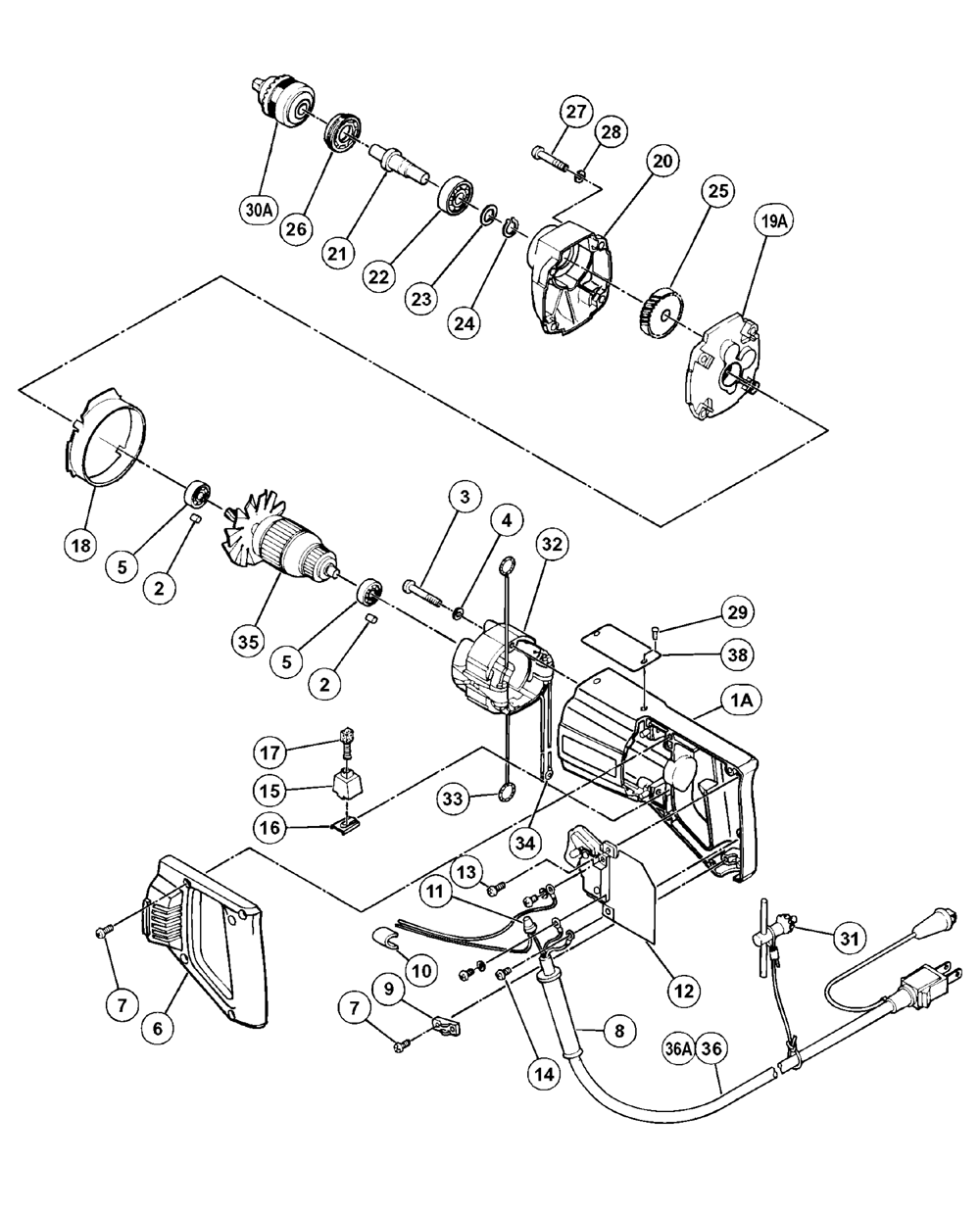 Page 1 Diagram and Parts List for LUH7  Hitachi Drill Press