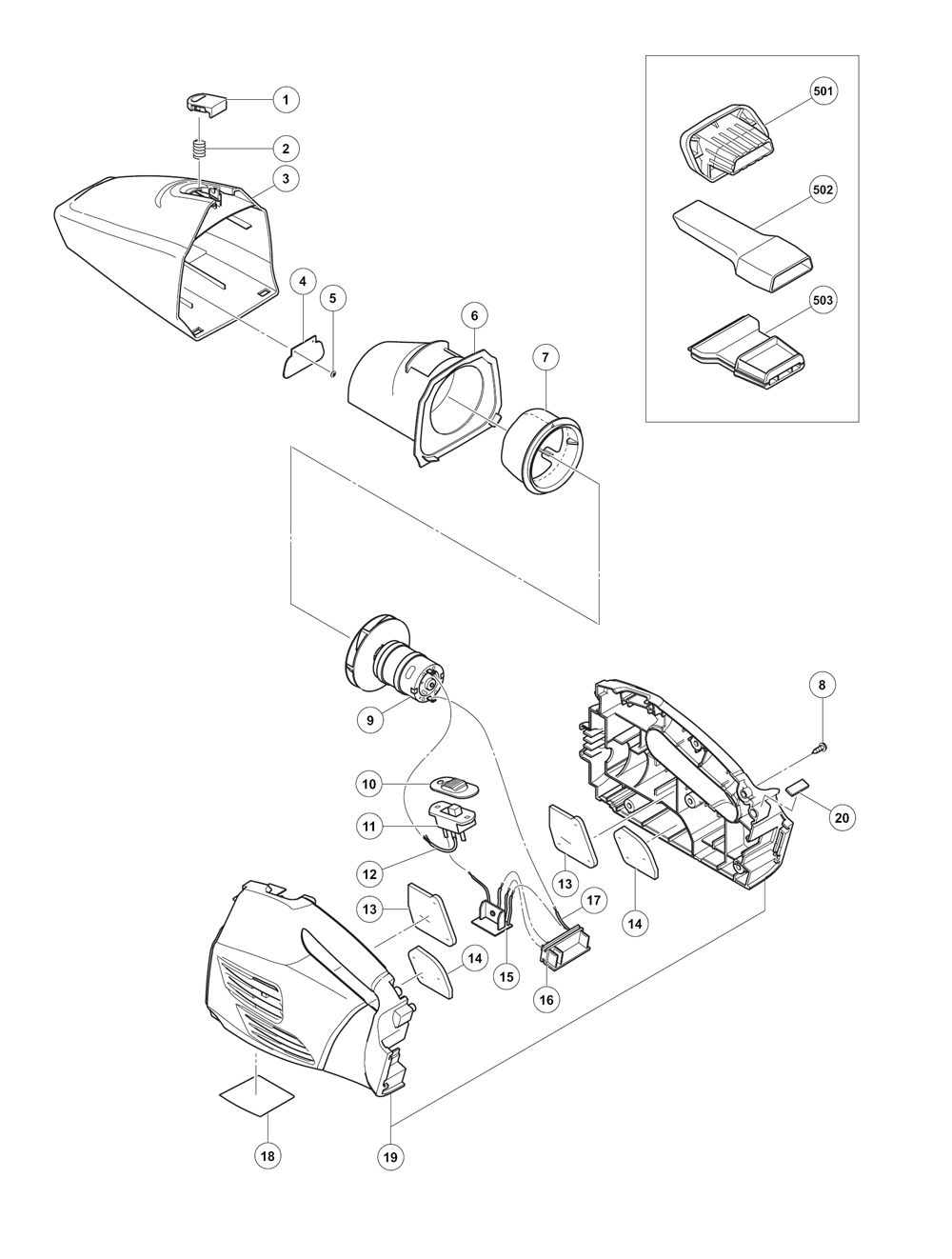 Page 1 Diagram and Parts List for R18DSLP4  Hitachi Leaf Blower / Vacuum