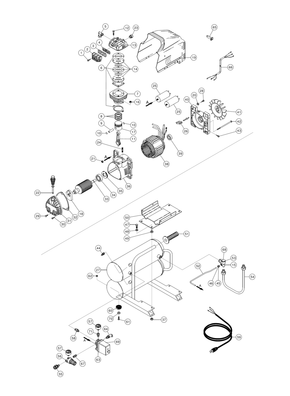 Page 1 Diagram and Parts List for EC12E4  Hitachi Compressor