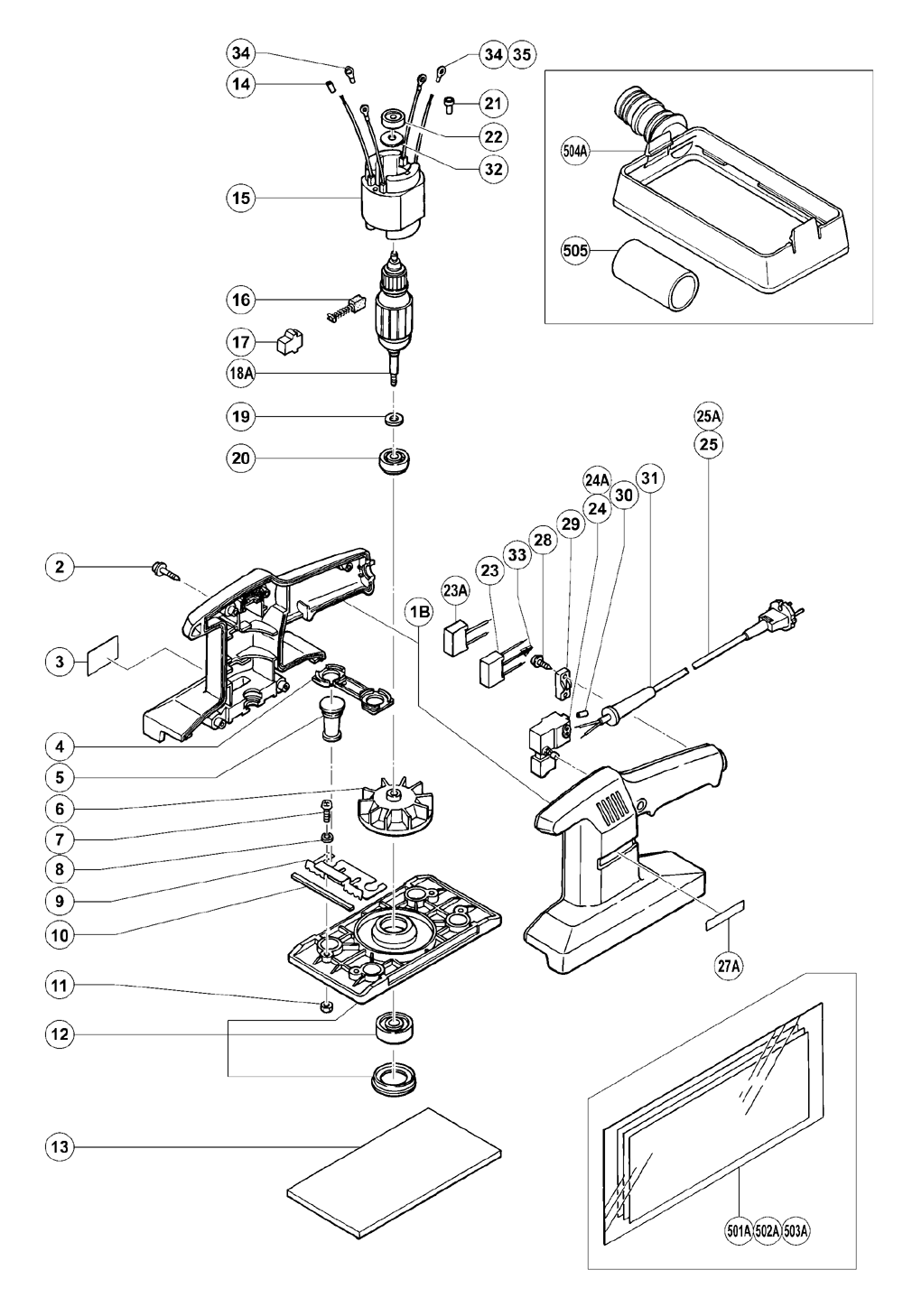 Page 1 Diagram and Parts List for FS10SB  Hitachi Sander Polisher