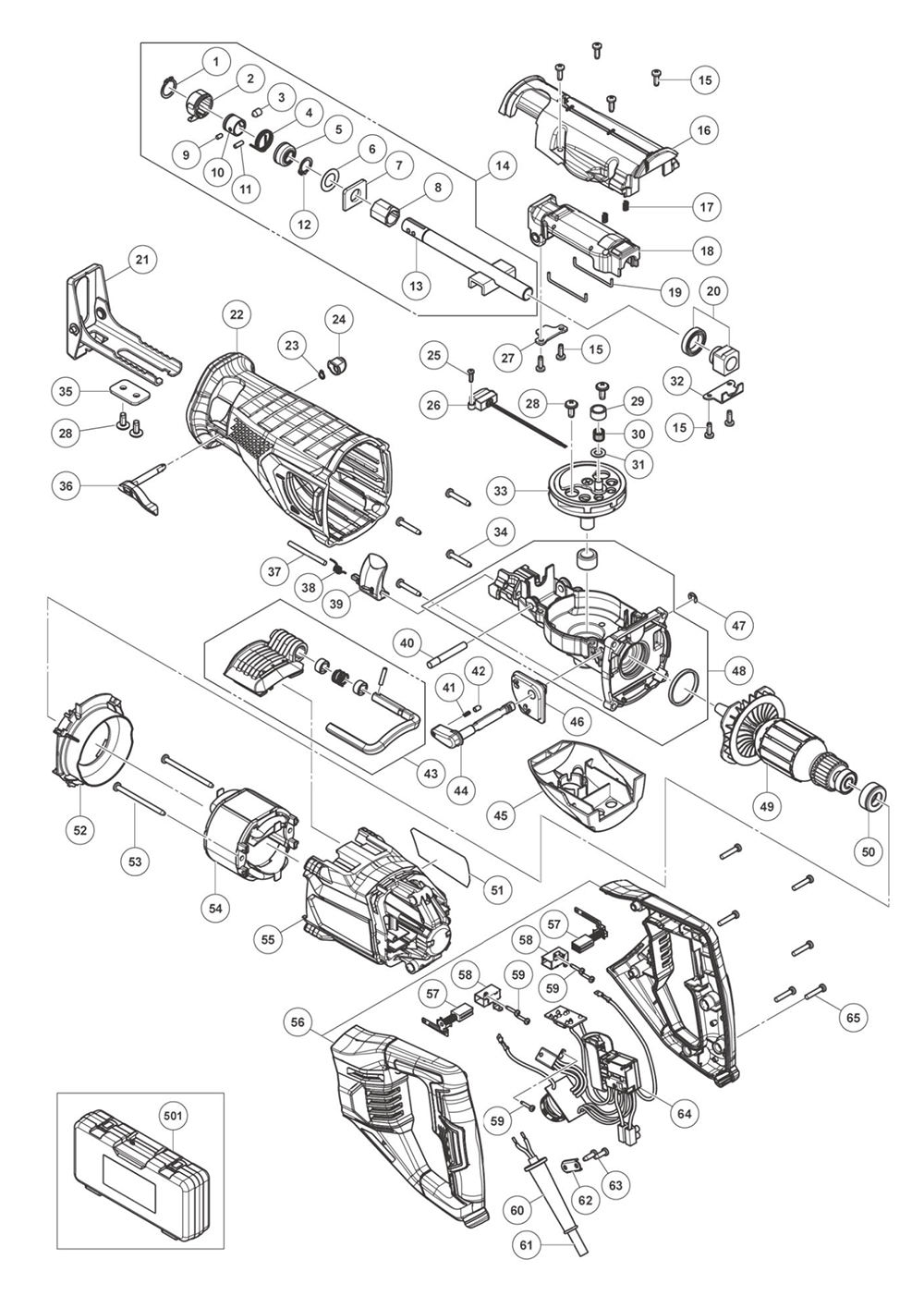 Page 1 Diagram and Parts List for CR13VST  Hitachi Saw
