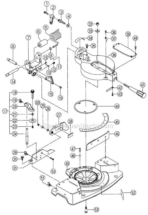 Page A Diagram and Parts List for C10FCB  Hitachi Miter Saw