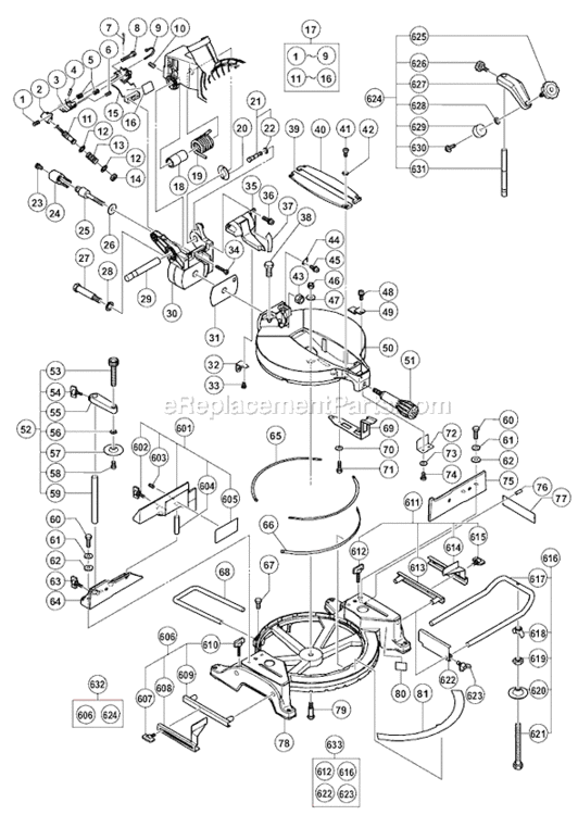 Page A Diagram and Parts List for C10FCH  Hitachi Miter Saw