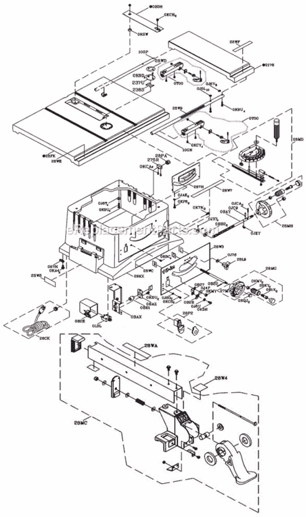 Page A Diagram and Parts List for C10FR  Hitachi Table Saw