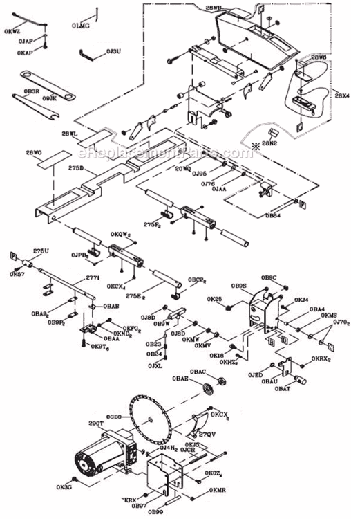 Page B Diagram and Parts List for C10FR  Hitachi Table Saw