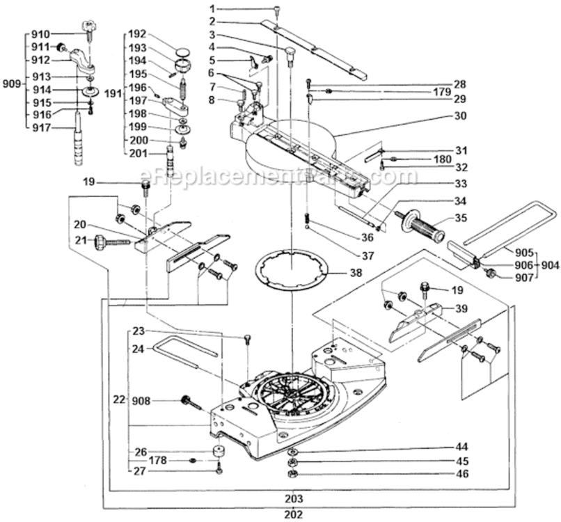 Page A Diagram and Parts List for C10FS  Hitachi Miter Saw