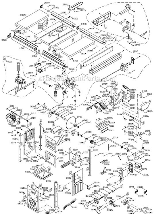 Page A Diagram and Parts List for C10LA  Hitachi Table Saw