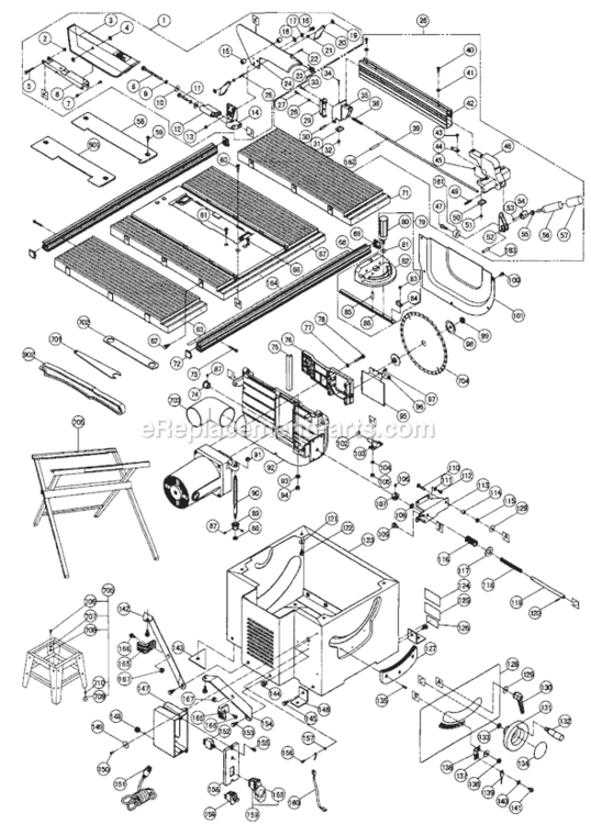 Page A Diagram and Parts List for C10RA2  Hitachi Table Saw