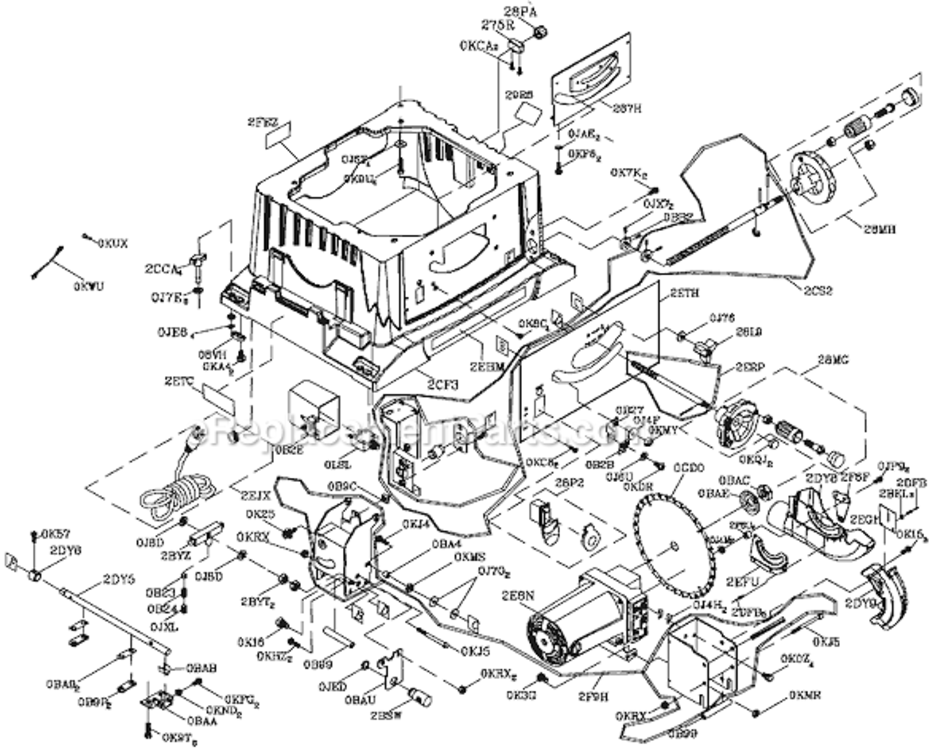 Page A Diagram and Parts List for C10RA3  Hitachi Table Saw