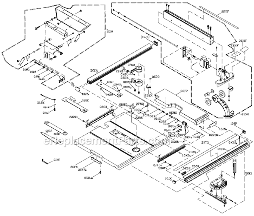Page B Diagram and Parts List for C10RA3  Hitachi Table Saw