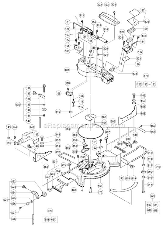 Page B Diagram and Parts List for C12LC  Hitachi Miter Saw