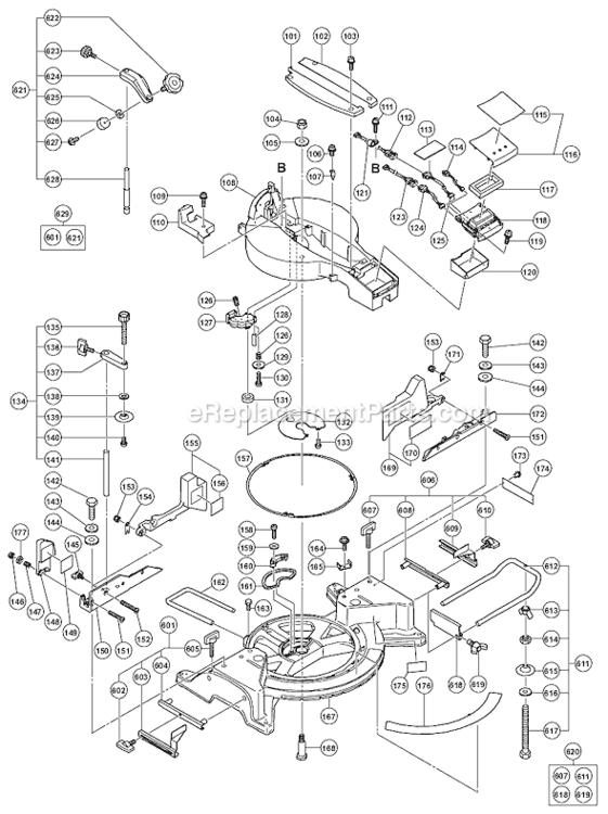 Page B Diagram and Parts List for C12LDH  Hitachi Miter Saw