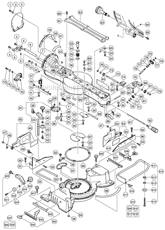 Page A Diagram and Parts List for C12LSH  Hitachi Miter Saw