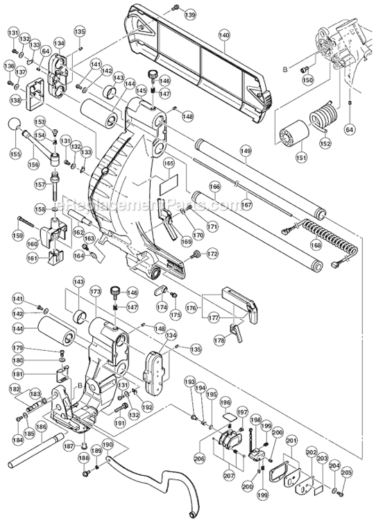 Page B Diagram and Parts List for C12LSH  Hitachi Miter Saw