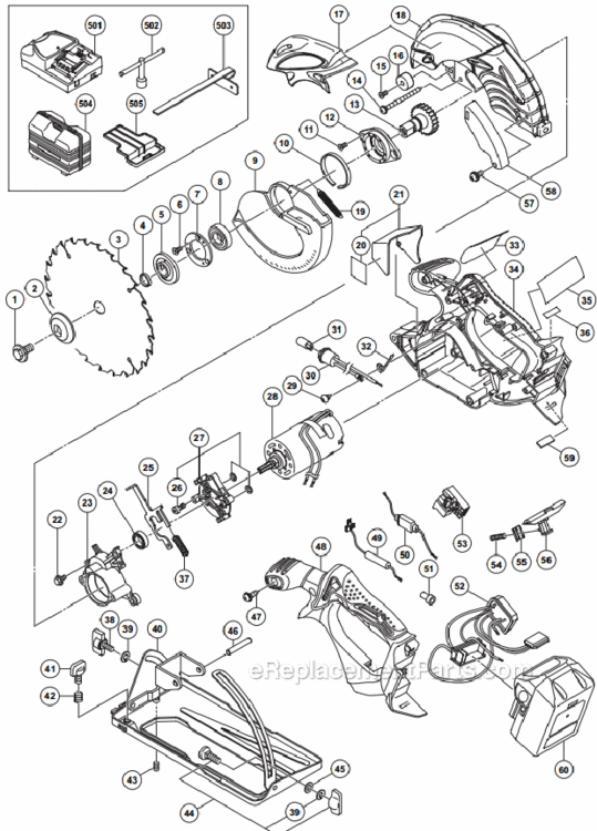 Page A Diagram and Parts List for C18DSL  Hitachi Circular Saw