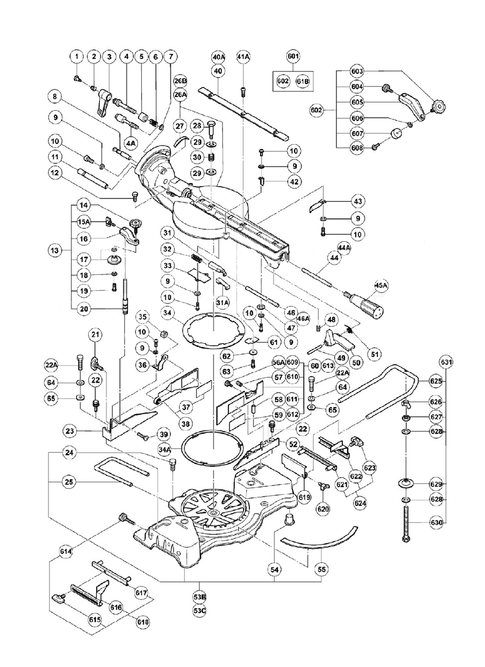 Page 3 Diagram and Parts List for C10FSBP4  Hitachi Saw