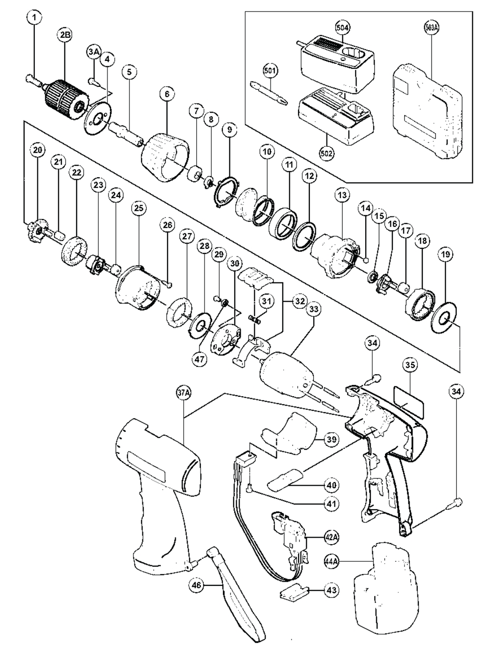 Page 1 Diagram and Parts List for DS10DV  Hitachi Drill Press