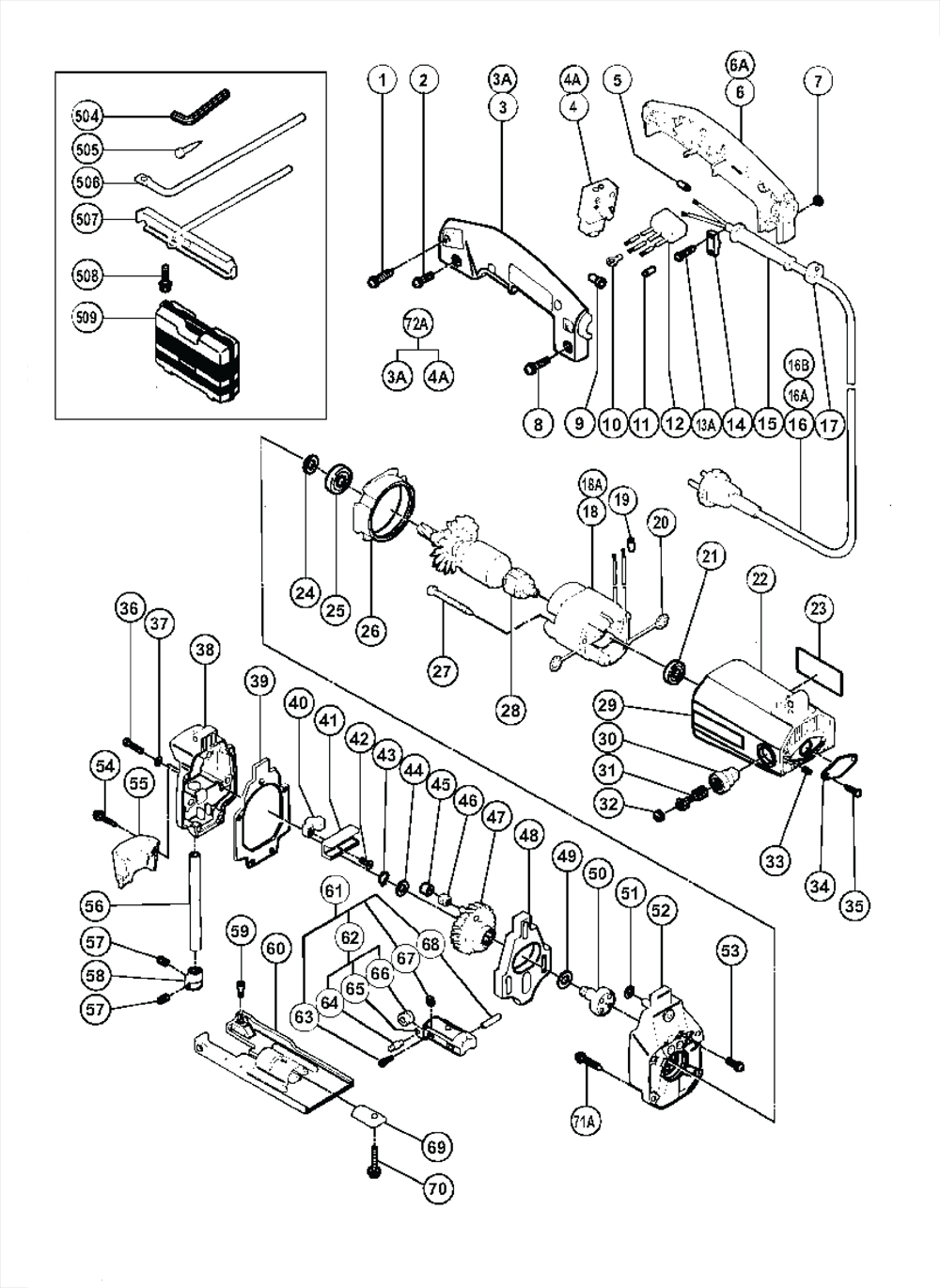 Page 1 Diagram and Parts List for CJ60V  Hitachi Saw