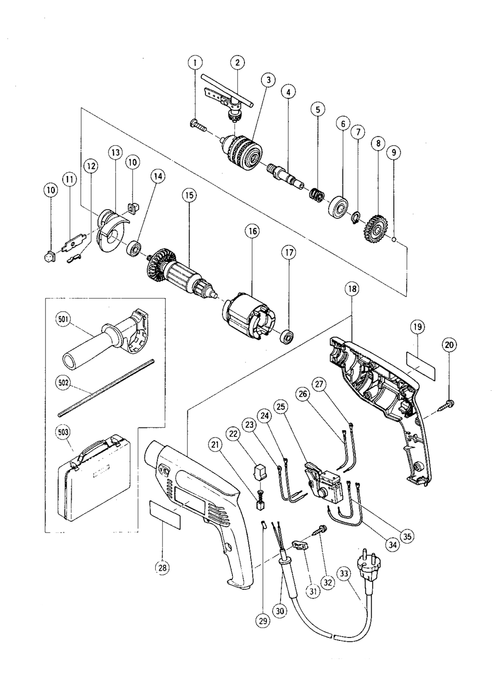 Page 1 Diagram and Parts List for FDV15V  Hitachi Wrench