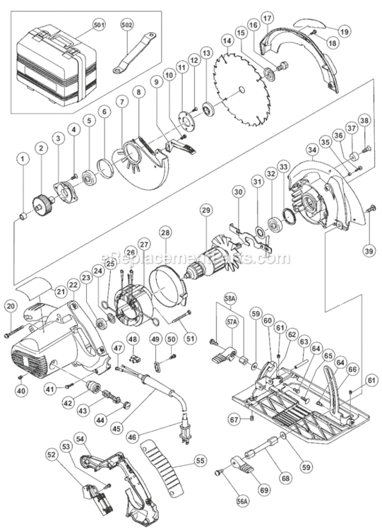 Page A Diagram and Parts List for C7BD2  Hitachi Circular Saw
