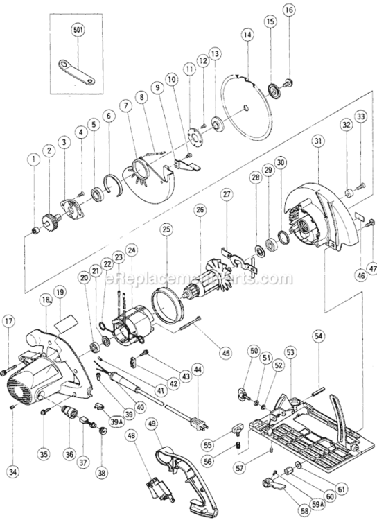 Page A Diagram and Parts List for C7BD  Hitachi Circular Saw