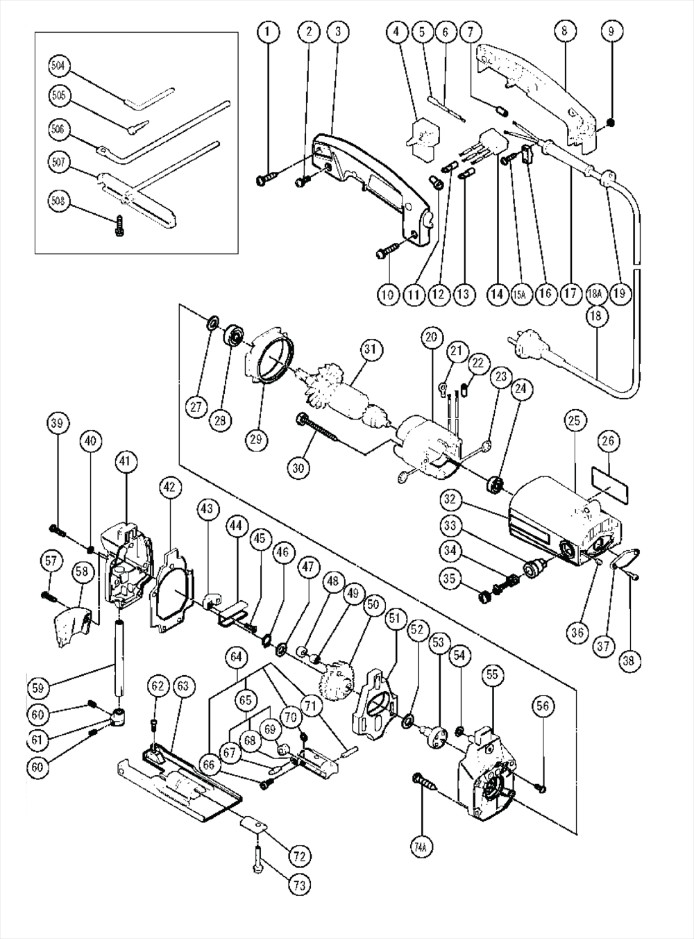 Page 1 Diagram and Parts List for CJ60  Hitachi Saw