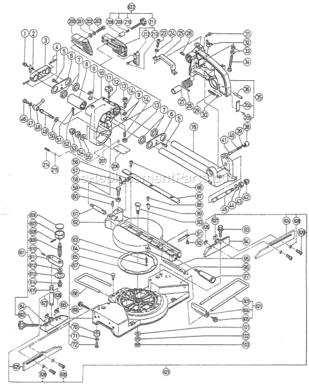 Page A Diagram and Parts List for C8FB  Hitachi Miter Saw