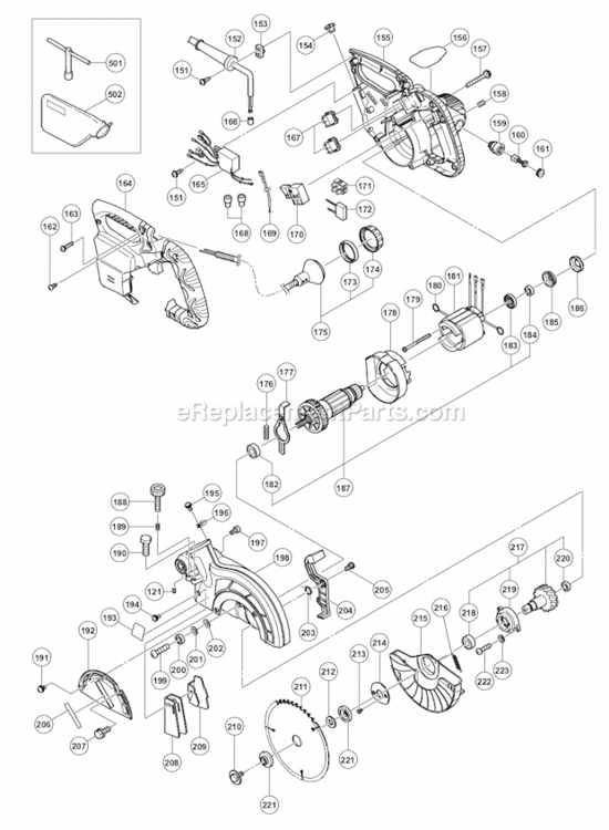 Page C Diagram and Parts List for C8FSHE  Hitachi Miter Saw