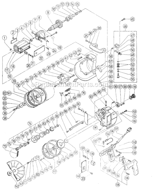 Page A Diagram and Parts List for CB10T  Hitachi Band Saw