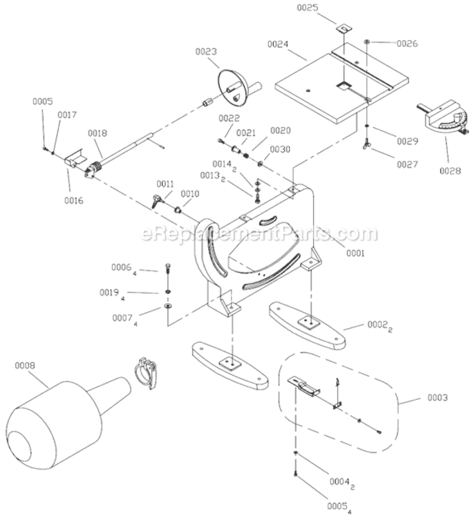 Page B Diagram and Parts List for CB6Y  Hitachi Band Saw
