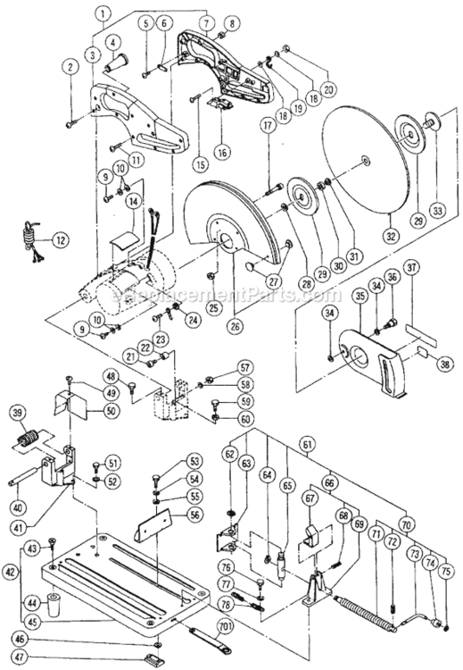 Page A Diagram and Parts List for CC14SC  Hitachi Chop Saw