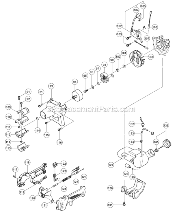 Page B Diagram and Parts List for CG22EASSLP  Hitachi Trimmer