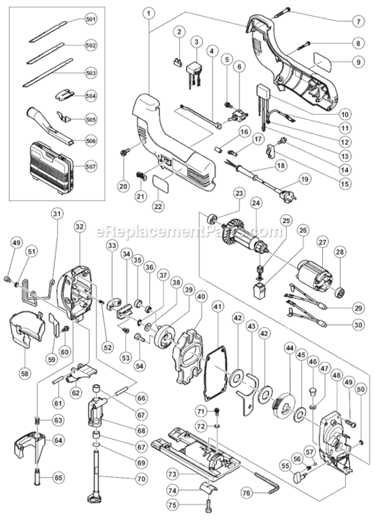 Page A Diagram and Parts List for CJ120VA  Hitachi Jig Saw