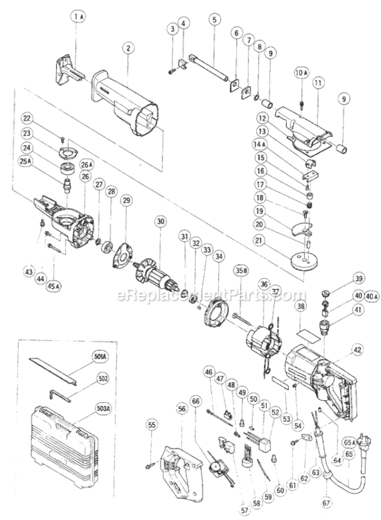 Page A Diagram and Parts List for CR12V  Hitachi Reciprocating Saw