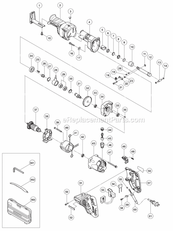 Page A Diagram and Parts List for CR13V2  Hitachi Reciprocating Saw