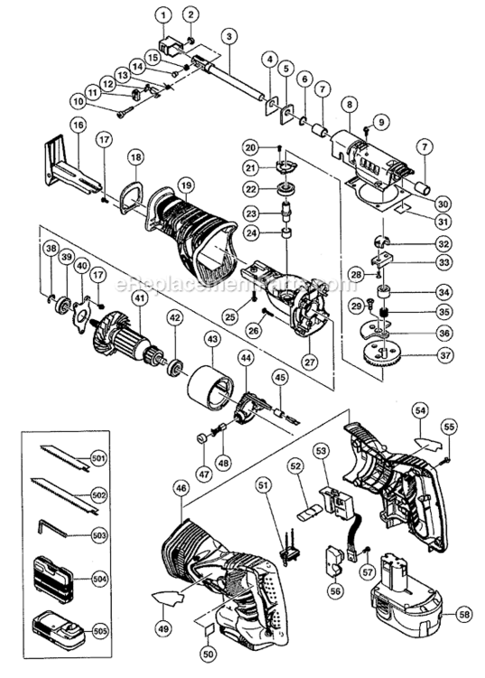 Page A Diagram and Parts List for CR18DMR  Hitachi Reciprocating Saw
