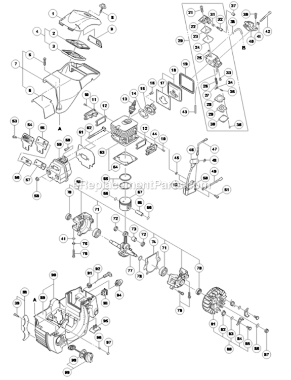 Page A Diagram and Parts List for CS40EA18  Hitachi Chainsaw