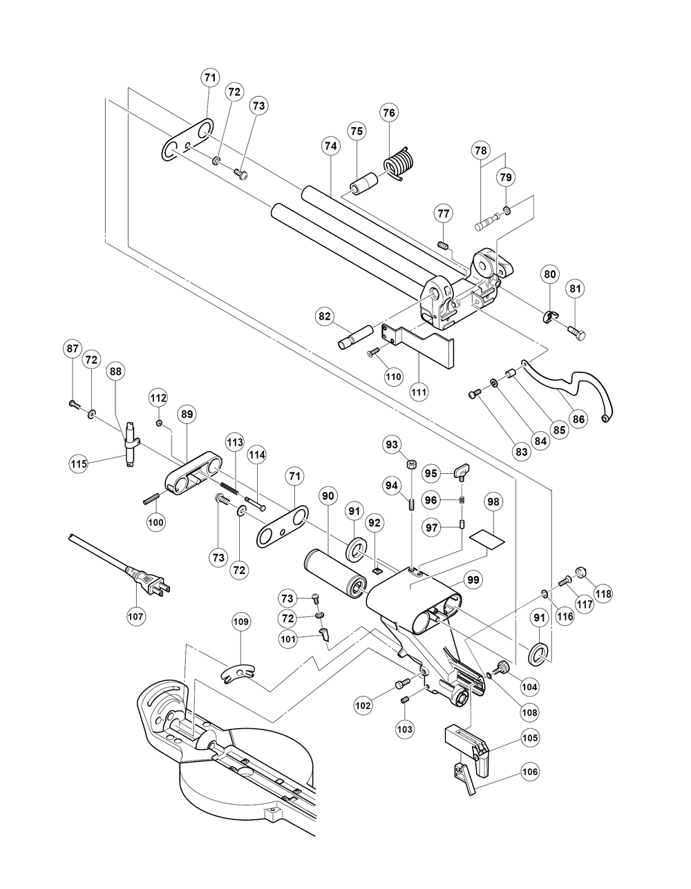 Page 2 Diagram and Parts List for C10FSBE2  Hitachi Saw