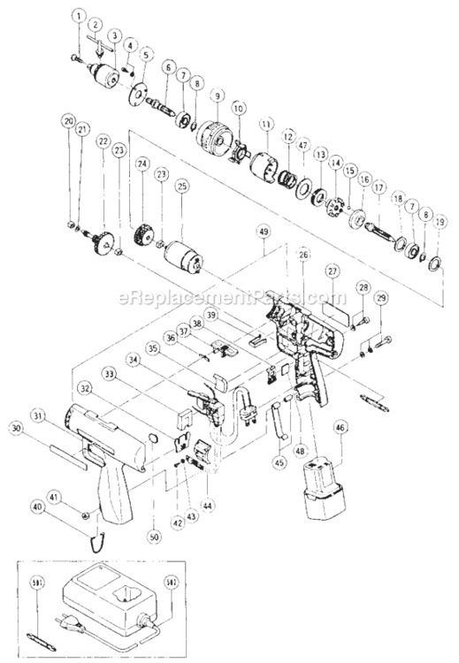 Page A Diagram and Parts List for D10DC  Hitachi Cordless Drill