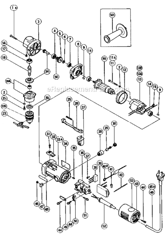 Page A Diagram and Parts List for D10YA  Hitachi Electric Drill