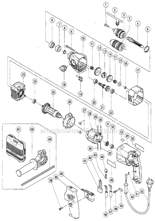 Page A Diagram and Parts List for D13VB2  Hitachi Electric Drill