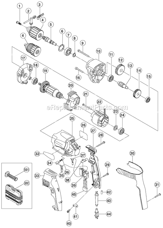 Page A Diagram and Parts List for D13VF  Hitachi Electric Drill