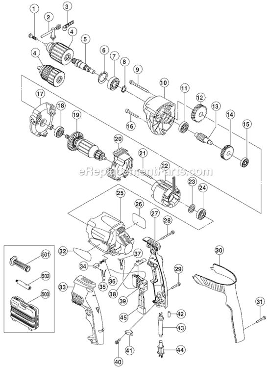 Page A Diagram and Parts List for D13VG  Hitachi Electric Drill