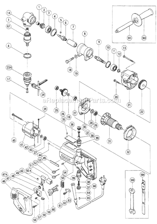 Page A Diagram and Parts List for D13Y  Hitachi Electric Drill