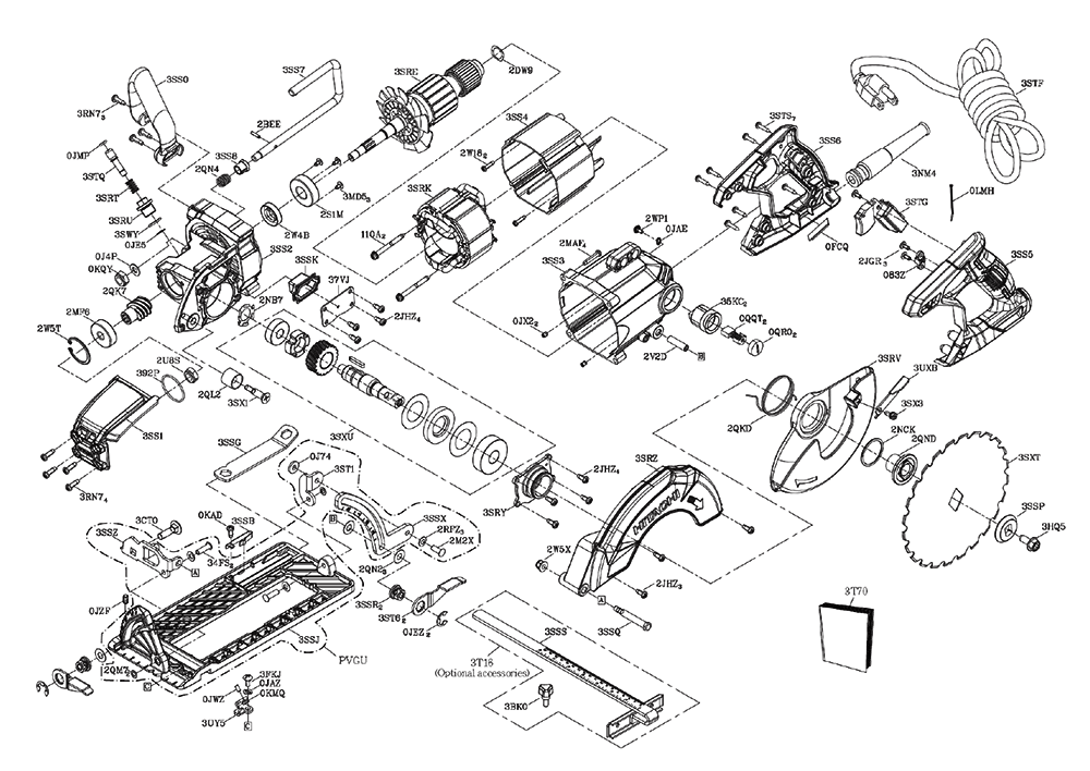 Page 1 Diagram and Parts List for C7WDM  Hitachi Saw