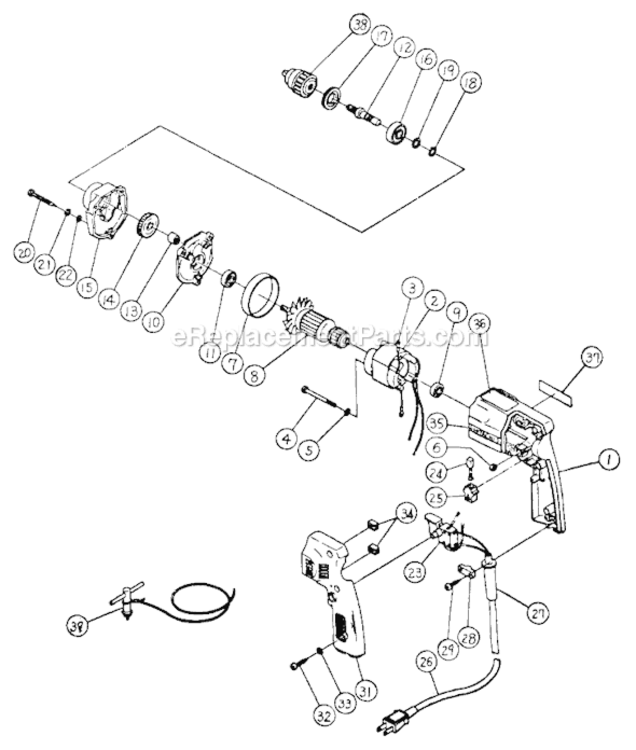 Page A Diagram and Parts List for DG8  Hitachi Electric Drill